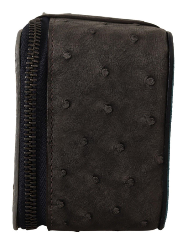 Dolce &amp; Gabbana Grey Skin Leather Vanity Case -hygienialaukku