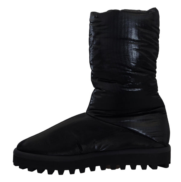 Dolce &amp; Gabbana Black Boots -pehmustetut talvikengät