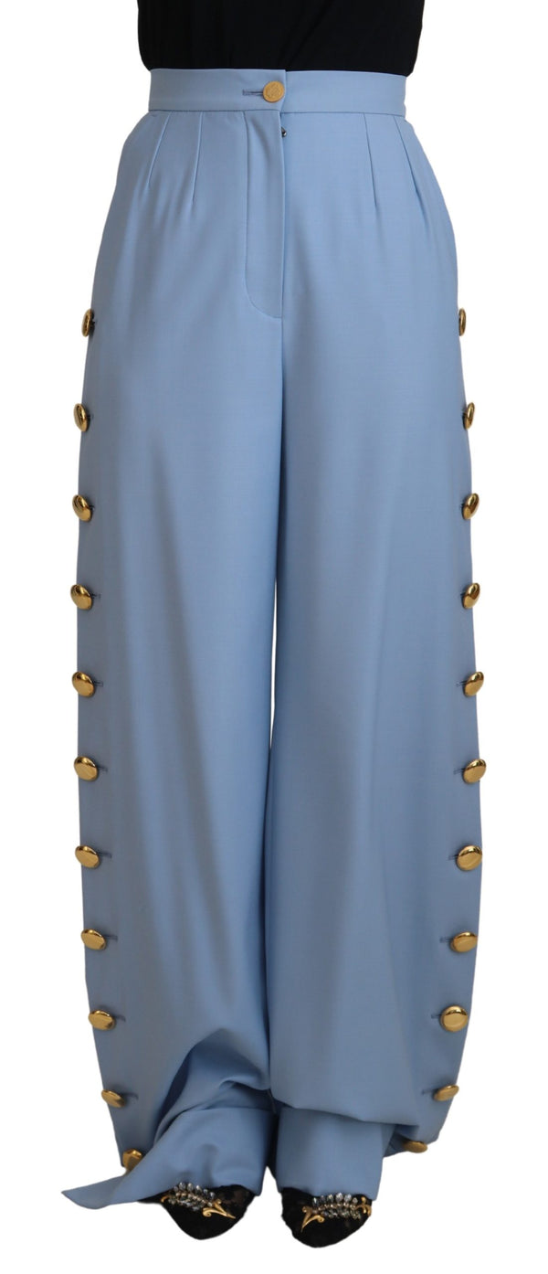 Dolce & Gabbana Elegant Light Blue Wool-Silk Blend Pants