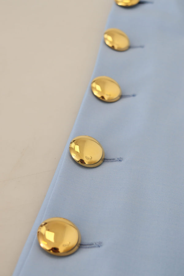 Dolce & Gabbana Elegant Light Blue Wool-Silk Blend Pants