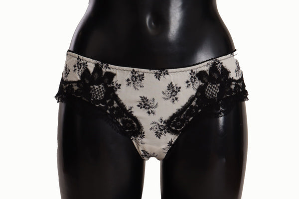 Dolce &amp; Gabbana White Floral Lace Satin Briefs Alusvaatteet