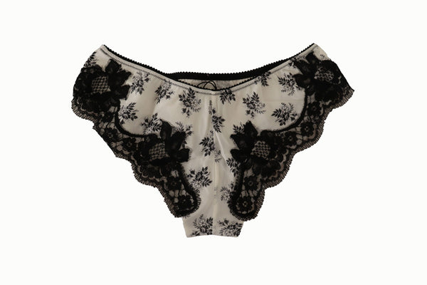 Dolce &amp; Gabbana White Floral Lace Satin Briefs Alusvaatteet