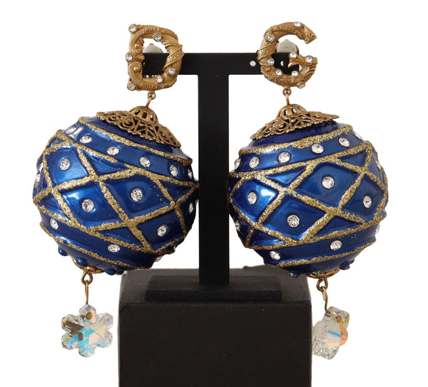 Dolce &amp; Gabbana kultainen messinki sininen joulupallon kristalliklipsi korvakoruihin