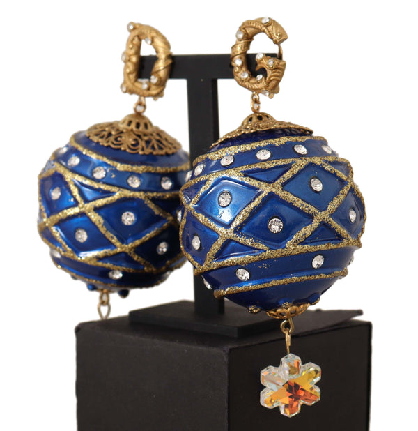 Dolce &amp; Gabbana kultainen messinki sininen joulupallon kristalliklipsi korvakoruihin