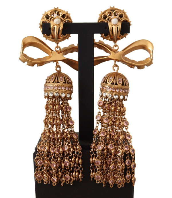 Dolce &amp; Gabbana Gold Dangling Crystals Pitkät Clip-On korukorvakorut