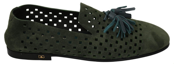 Dolce &amp; Gabbana vihreä mokkanahka hengittävä Tossut Loafers Kengät