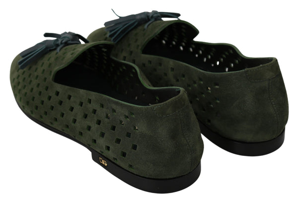 Dolce &amp; Gabbana vihreä mokkanahka hengittävä Tossut Loafers Kengät