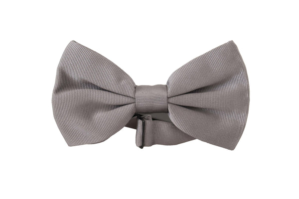 Dolce & Gabbana Elegant Gray Silk Bow Tie