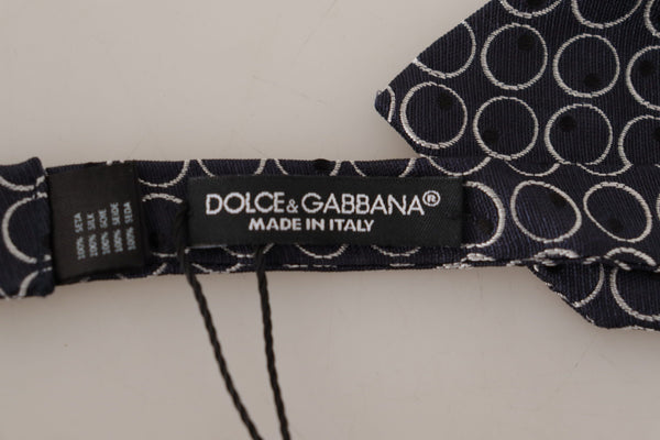 Dolce &amp; Gabbana mustavalkoinen pyöreä 100 % silkkikaula-papillonsolmio