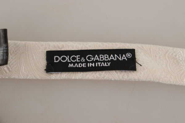 Dolce &amp; Gabbana valkoinen 100 % silkki ohut säädettävä kaula-papillonsolmio