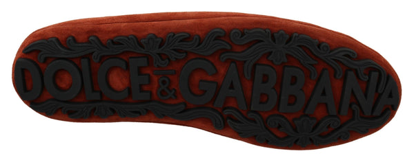 Dolce &amp; Gabbana Orange Leather Moccasins Crystal Crown Tossut Kengät