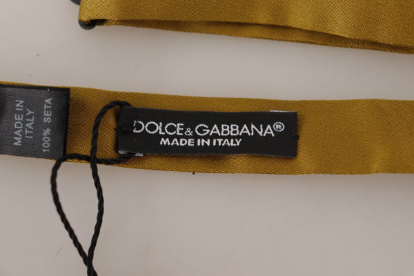 Dolce &amp; Gabbana keltasinappi 100 % silkki Butterfly Papillon solmio