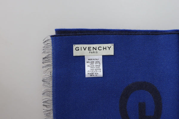 Givenchy Blue Wool Unisex talvinen lämmin huivi huivi