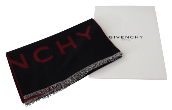 Givenchyn musta punainen villainen unisex talvinen lämmin huivi