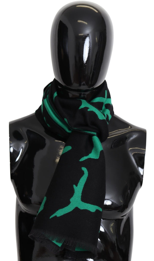 Givenchyn musta vihreä villainen unisex talvinen lämmin huivi huivi