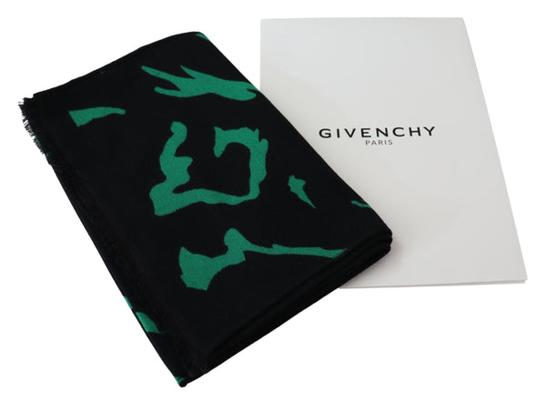 Givenchyn musta vihreä villainen unisex talvinen lämmin huivi huivi