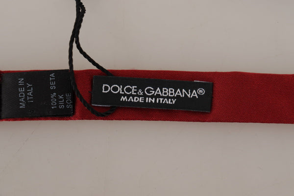 Dolce &amp; Gabbana Red 100% Silk Slim säädettävä kaula Papillon rusetti