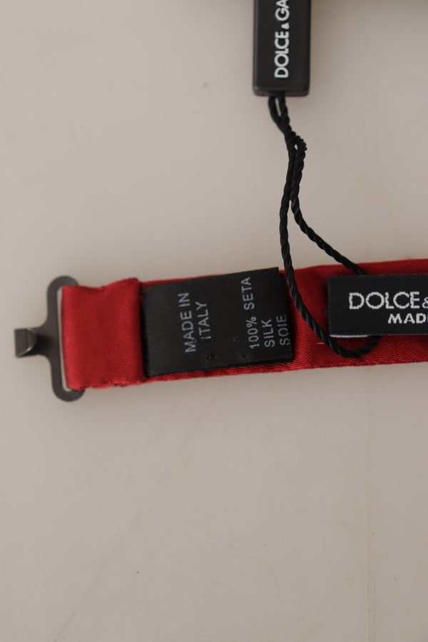 Dolce &amp; Gabbana Red 100% Silk Slim säädettävä kaula Papillon rusetti