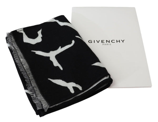 Givenchyn mustavalkoinen villainen unisex talvinen lämmin huivi huivi