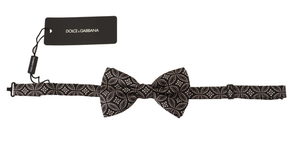 Dolce &amp; Gabbana Musta valkoinen 100 % silkki säädettävä kaulanauha