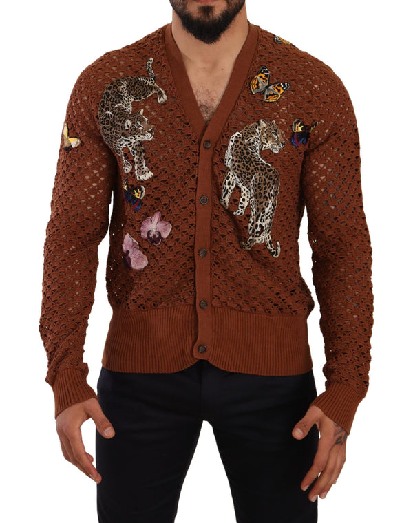 Dolce &amp; Gabbana Brown Leopard Butterfly -neuletakki