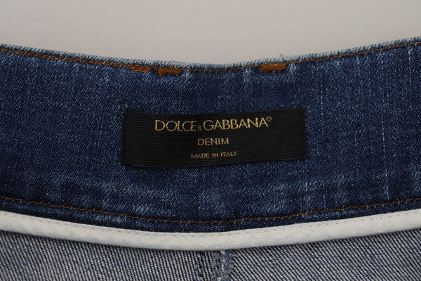 Dolce &amp; Gabbana Blue High Waist Denim Cotton Stretch Farkut