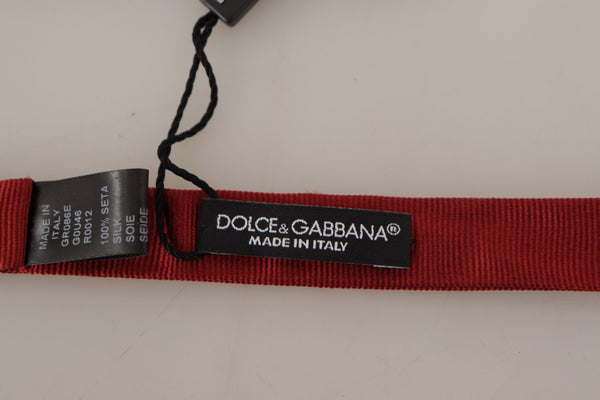 Dolce &amp; Gabbana Red 100% Silk Slim säädettävä kaula Papillon rusetti