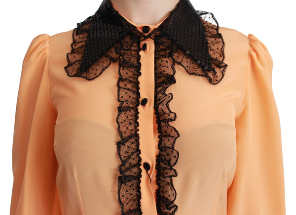 Dolce &amp; Gabbana Keltainen Silk Sequin Lace Pusero