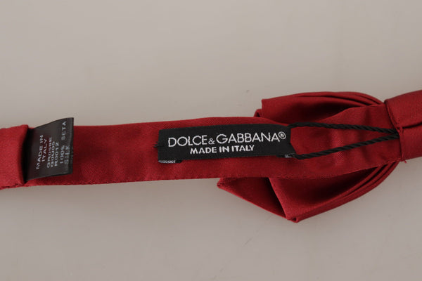 Dolce &amp; Gabbana Red 100% Silk Slim säädettävä kaula Papillon rusetti