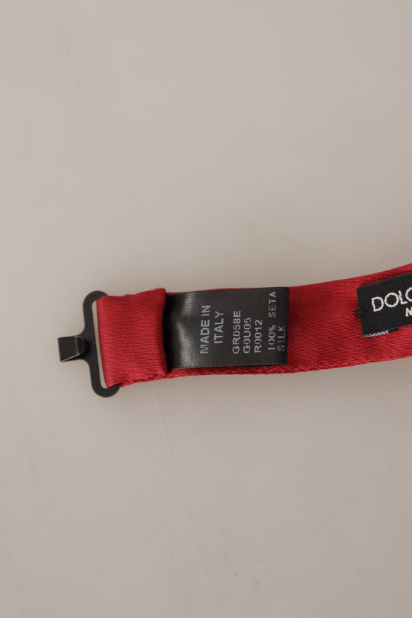 Dolce &amp; Gabbana Red 100% Silk Slim säädettävä kaula Papillon rusetti