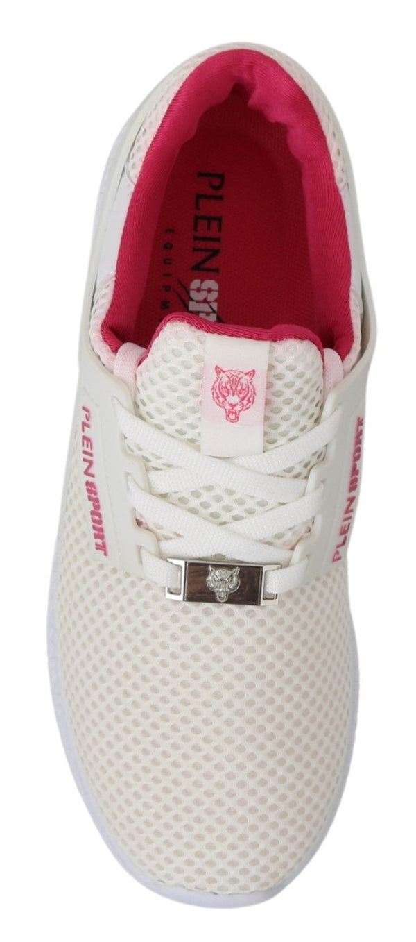 Philipp Plein White Pink Polyesteri Becky Sneakers Shoes