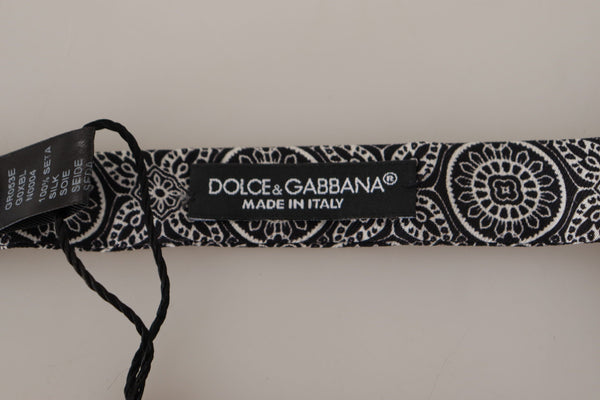 Dolce &amp; Gabbana Musta valkoinen 100 % silkki säädettävä kaulanauha