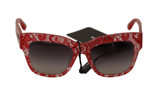 Dolce &amp; Gabbana Red Lace Acetate -suorakulmio-aurinkolasit