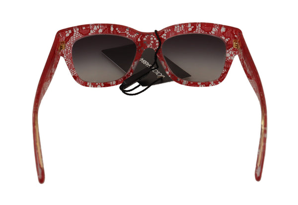 Dolce &amp; Gabbana Red Lace Acetate -suorakulmio-aurinkolasit