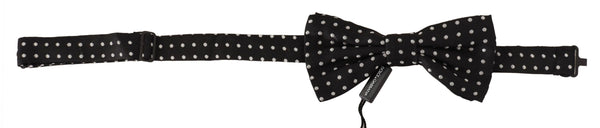 Dolce &amp; Gabbana Black White Polka Dot 100% silkkikaula-papillonrusetti