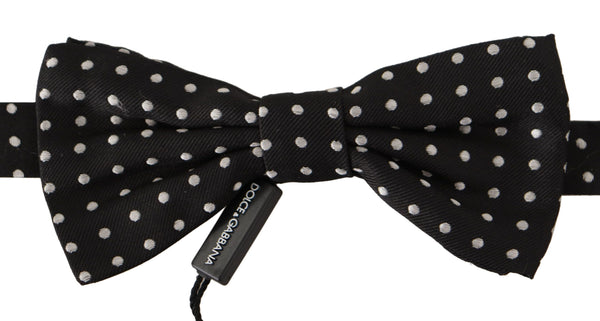 Dolce &amp; Gabbana Black White Polka Dot 100% silkkikaula-papillonrusetti