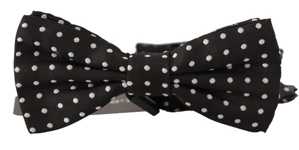 Dolce &amp; Gabbana Black White Polka Dot 100% silkkikaula-papillonrusetti