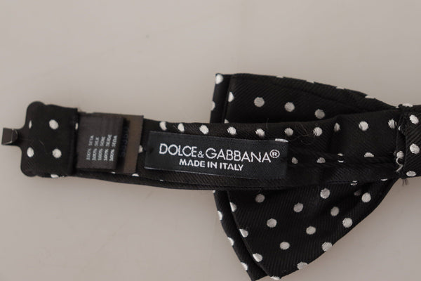 Dolce &amp; Gabbana Black White Polka Dot 100% silkkikaula-papillonrusetti