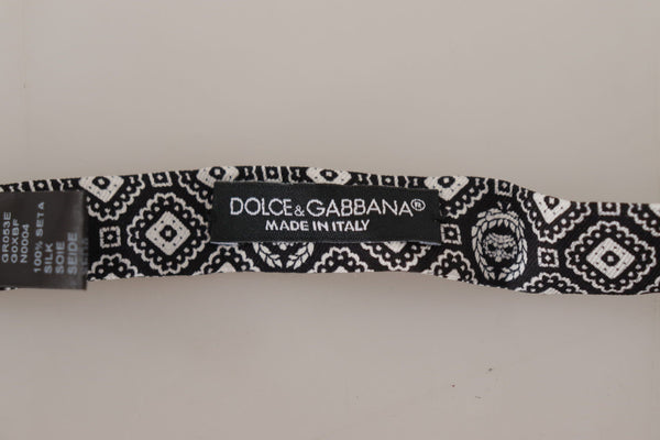 Dolce &amp; Gabbana Musta valkoinen 100 % silkki säädettävä kaulanauha