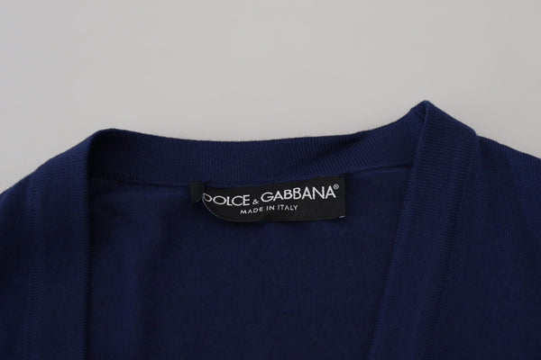 Dolce & Gabbana Elegant Virgin Wool Blue Cardigan Sweater