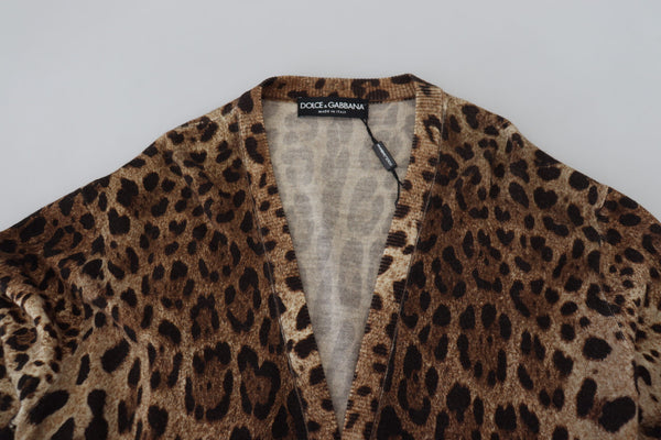 Dolce &amp; Gabbana Ruskea Leopardivillakylpytakki neuletakki
