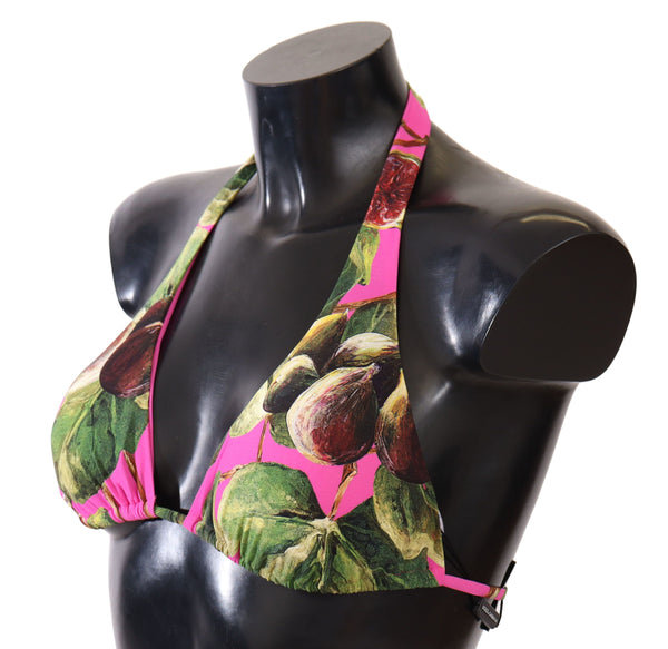 Dolce &amp; Gabbana Pink Printed Nylon Swimsuit Bikini Top Swimwear