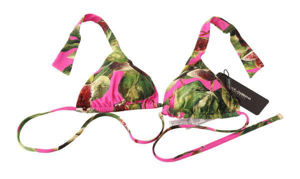 Dolce &amp; Gabbana Pink Printed Nylon Swimsuit Bikini Top Swimwear