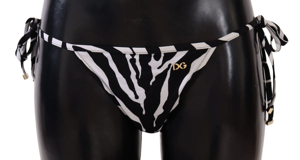Dolce &amp; Gabbana Mustavalkoinen Zebra-uimapuku Bikinipohjaiset uima-asut