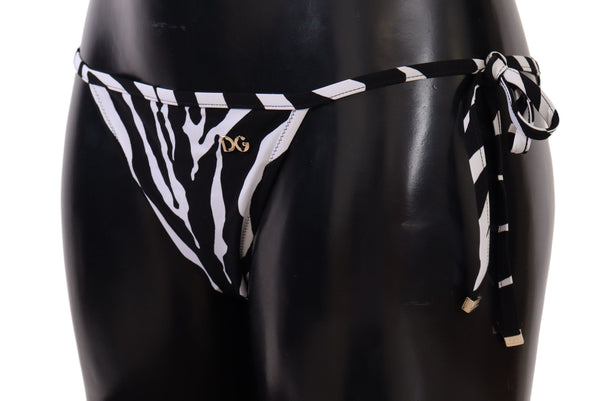 Dolce &amp; Gabbana Mustavalkoinen Zebra-uimapuku Bikinipohjaiset uima-asut