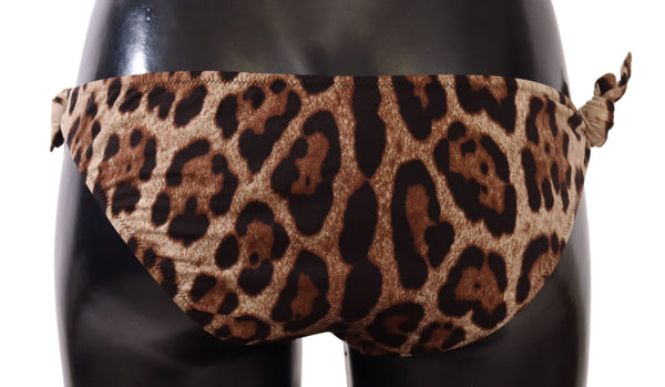 Dolce &amp; Gabbana Bikini Bottom Ruskea Leopard Print -uimapuku Uimapuku