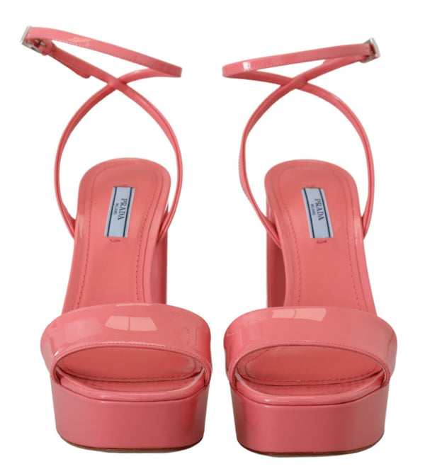 Prada Pink Patent Sandals Nilkkahihna Heels Sandaalit