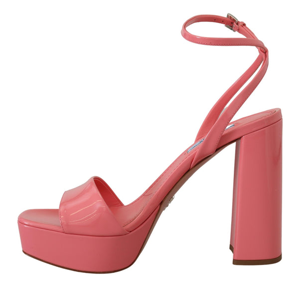 Prada Pink Patent Sandals Nilkkahihna Heels Sandaalit