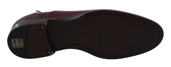 Dolce &amp; Gabbana Red Bordeaux Leather Derby -muodolliset kengät