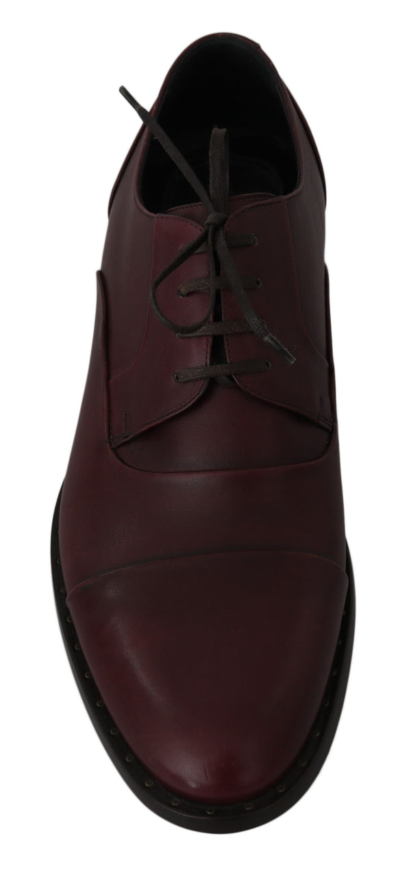 Dolce &amp; Gabbana Red Bordeaux Leather Derby -muodolliset kengät